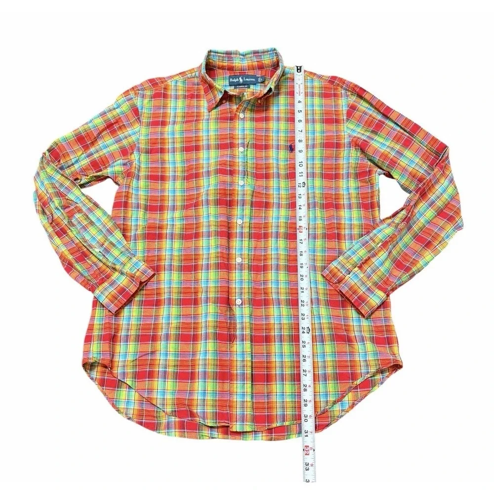 Polo Ralph Lauren Classic Fit Men's Size Large Colorful Plaid Long Sleeve Shirt